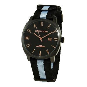 DEVOTA & LOMBA Black Nylon Bracelet Men's Watch